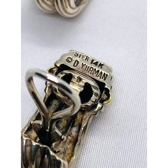 David Yurman Triple Cable Two-toned Clip-On Earrings 14K Sterling 925